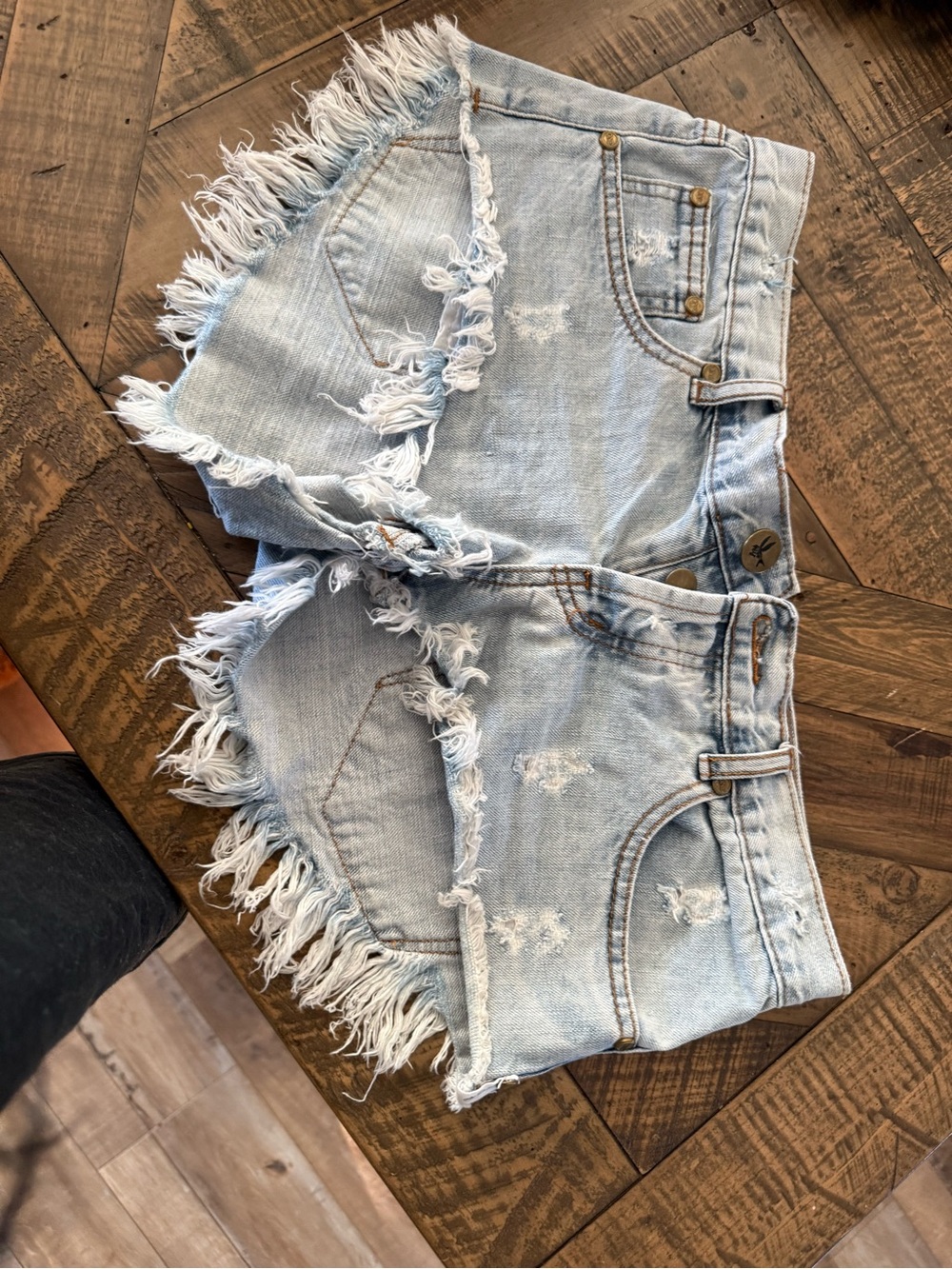 One Teaspoon Light Blue Frayed Denim Cutoff Shorts bundle
